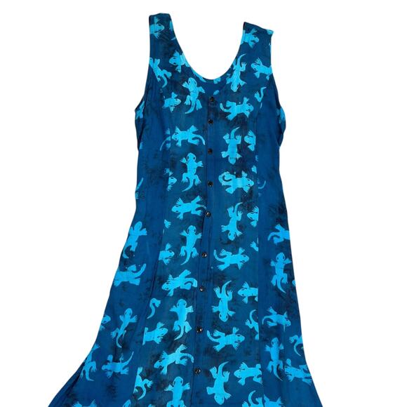 Vintage Lizard Print Muumuu Hawaiian Dress - Picture 4 of 7